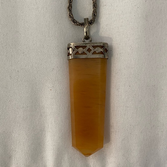 Stone Flat Stick 7 Chakra Beads Pendant with Chain - Picture 5 of 6